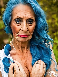 Granny Sexy Image: Beautiful Woman with Blue Hair