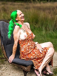 Granny Shaved and Long Green Hair
